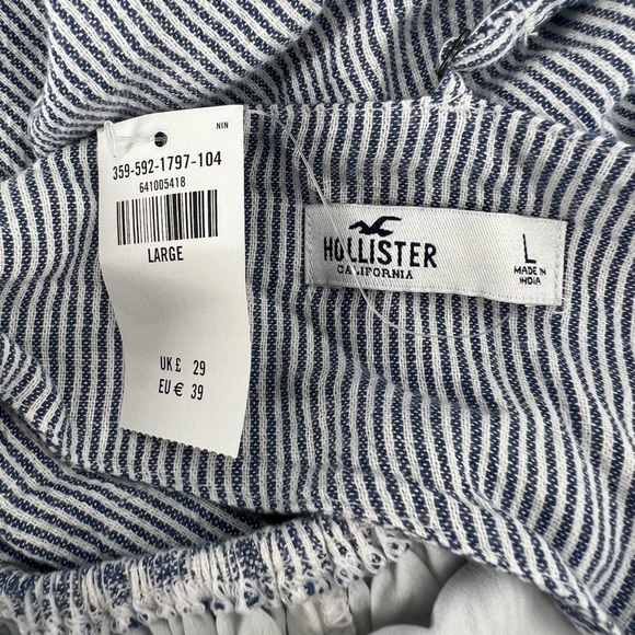 NWT Hollister Blue White Striped Sleeveless Mini Dress Size Large Women’s - Picture 2 of 4